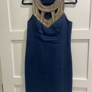 Lilly Pulitzer Navy Dress with Gold Beading